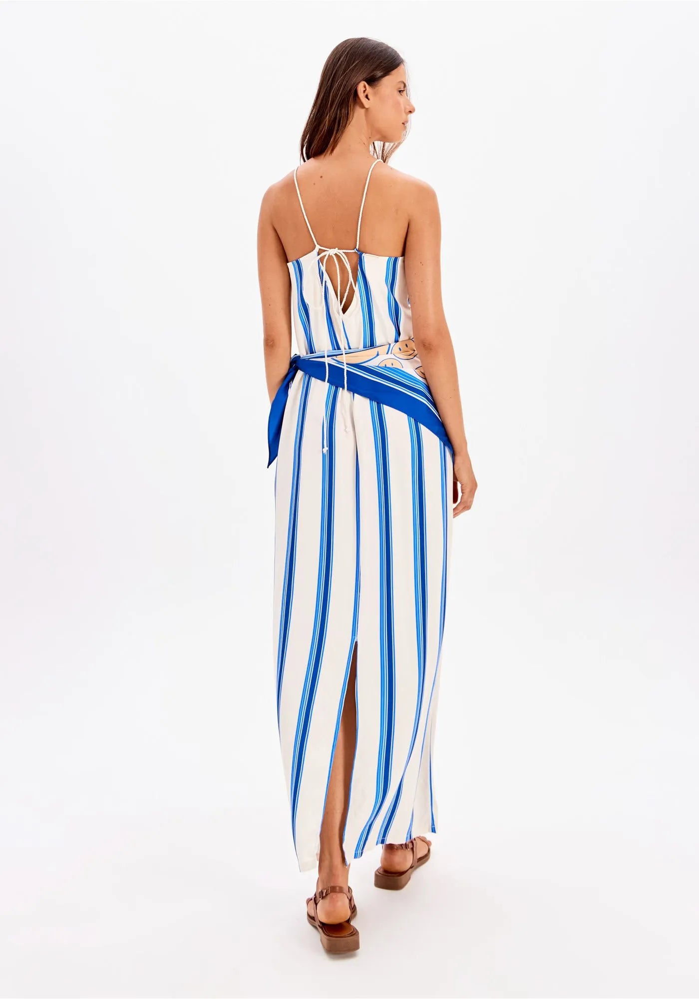 Striped Super Midi Dress with Smiley Scarf