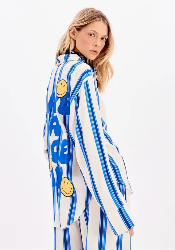 Smiley Striped Long Sleeve Shirt