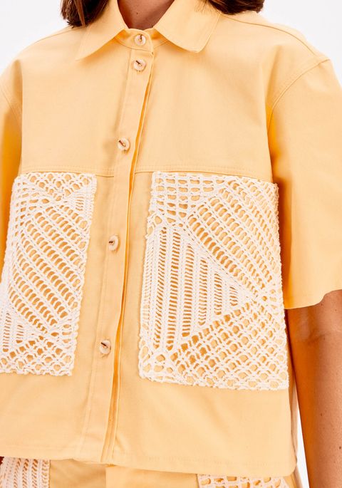 Short Sleeve Shirt with Smiley Appliques