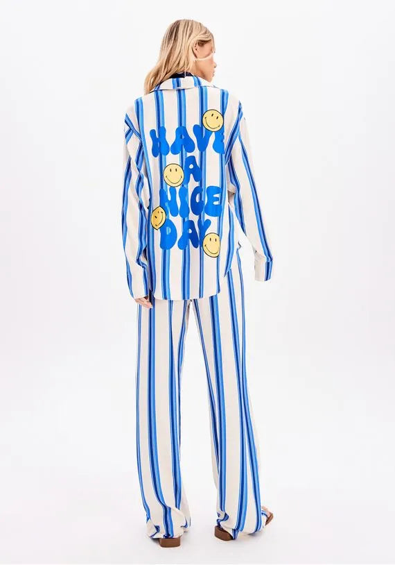 Smiley Striped Long Sleeve Shirt