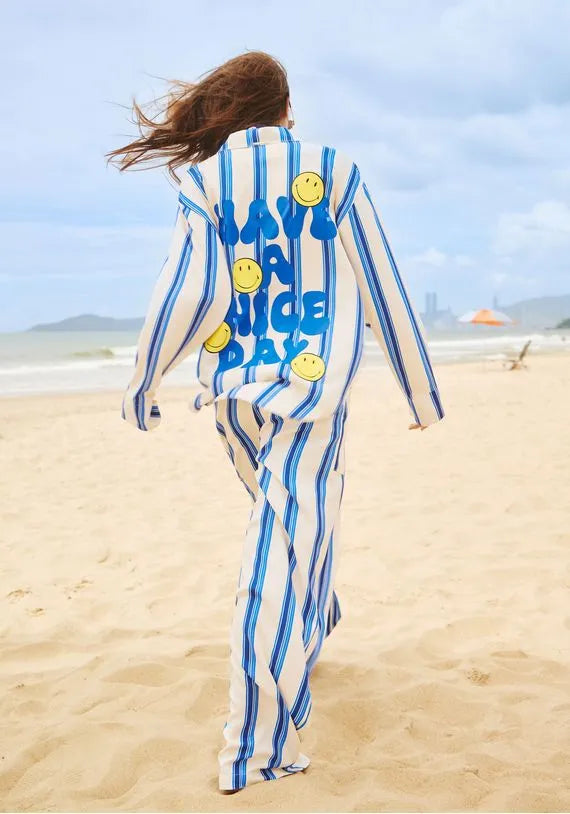 Smiley Striped Long Sleeve Shirt