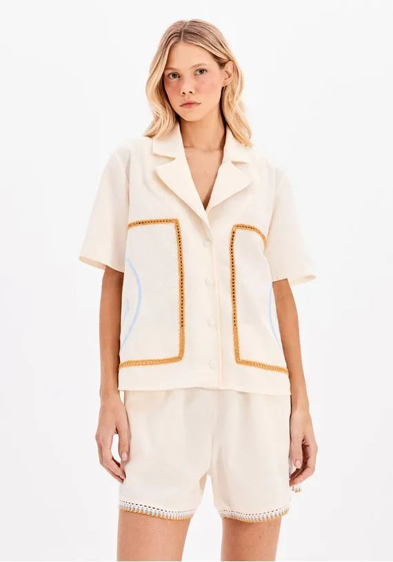 Long Sleeve Shirt with Smiley Linen