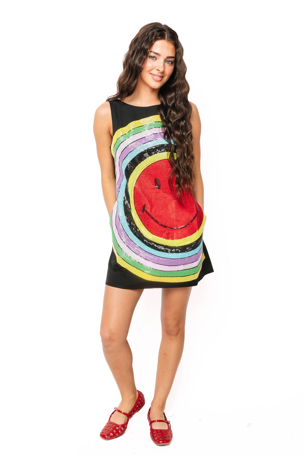 Licensed Black Multi Smiley® Circle Dress