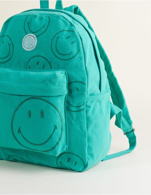 Collab Smiley + Embroidered Canvas Backpack - Green - U