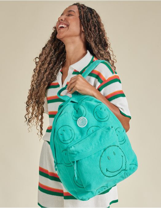 Collab Smiley + Embroidered Canvas Backpack - Green - U
