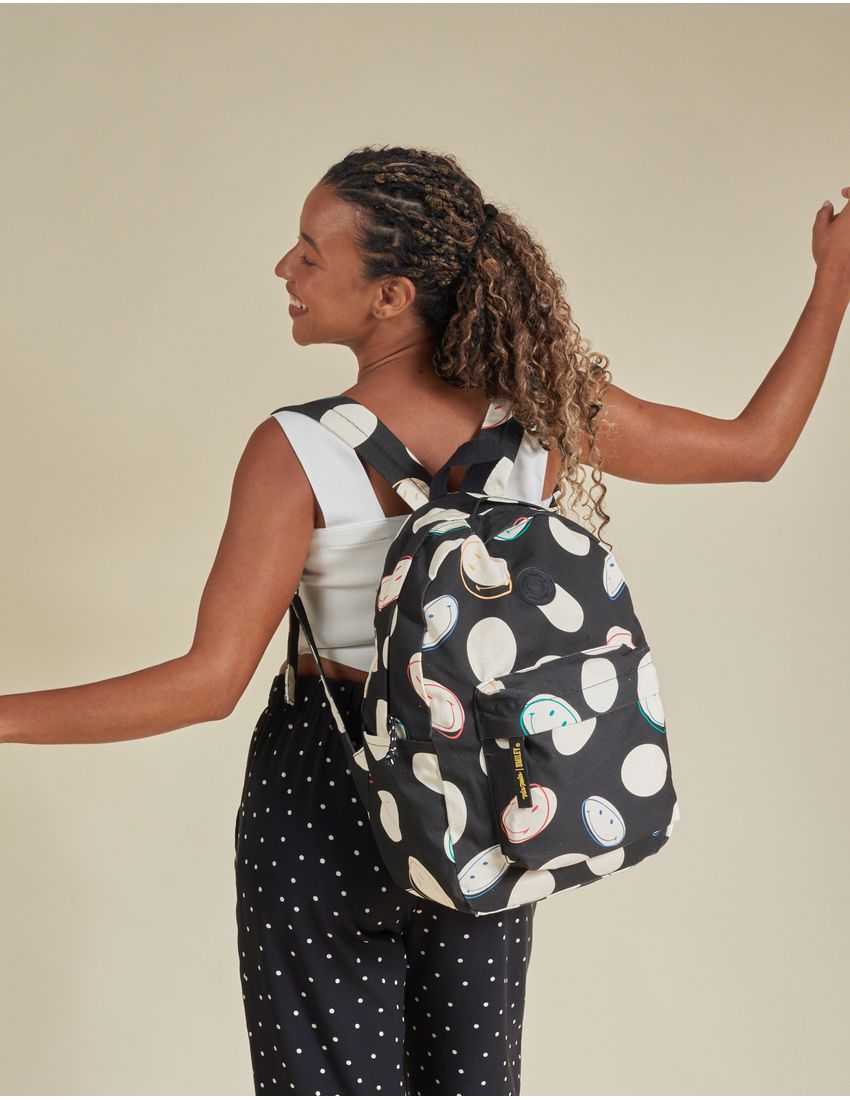 Collab Smiley + Printed Canvas Backpack - Unique