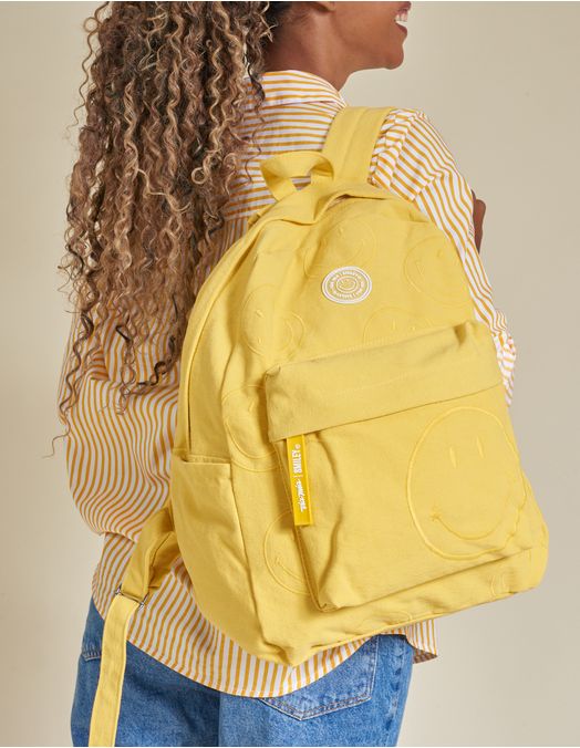 Collab Smiley + Embroidered Canvas Backpack - Yellow - U